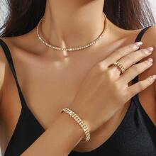 3pcs Luxury Rhinestone Jewelry Set: Necklace, Earrings, Suitable For Women's Daily Wear - Multicolor - View 7