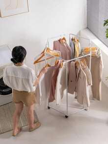 360° Rotating Hexagonal Wheeled Garment Rack, Heavy-Duty Rolling Clothes Rack, Space-Saving, Sturdy Metal Floor Standing Multi-Rod Clothing Rack, Suitable For Bedroom, Dorm And Balcony, Rotating Clothes Rack, Portable Wardrobe Rack, Freestanding Garment Rack, Retail Clothing Display Rack, Laundry Room Storage Rack, Home Decor, Room Decor, Wardrobe Storage Rack - Multicolor - View 3