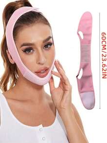 Elastic Face Slimming Bandage V Line Face Shaper Women Chin Cheek Lift Up Belt Facial Massager Strap Face Beauty Skin Care Tools - Pink - View 2
