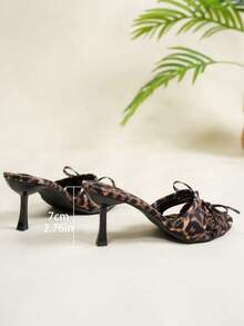 女士网布透气露趾高跟凉鞋，百搭简约蝴蝶结细高跟拖鞋，夏季新款 - 彩色 - 查看 6