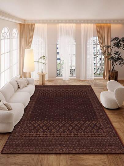 1pc Rug, Carpet, Area Rug, Doormat, Runner, Vintage Moroccan Geometric Pattern, Soft Faux Wool Large Size Carpet, Suitable For Bathroom, Kitchen, Entryway, Hallway, Bedside, Living Room, Bedroom, All Season Machine Washable, Home Decor