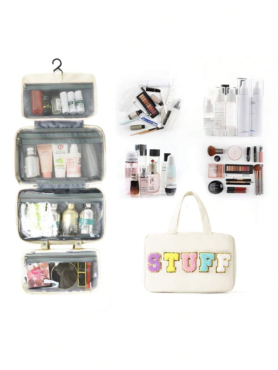 大号挂钩式洗漱包 防水折叠手提包 旅行化妆包 剃须刀收纳包 女士化妆包 学校用品 大学宿舍学生洗漱包 旅行洗漱包 洗漱袋 淋浴袋 防水袋 大容量收纳袋 女士旅行必备 邮轮必备 度假必备 旅行用品 - 象牙色 - 查看 1