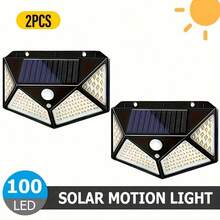 LiHangStar 1/2/4/6pcs Outdoor Solar Wall Lights With Motion Sensor, 100 LED Solar Powered Landscape Lights, 3 Modes Sensing Exterior Wall Lamps For Patio, Yard, Garage, Garden - 100 LED Solar Wall Light - View 9