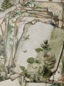 30pcs/Pack Pink Rose Vintage Floral Decorative Scrapbooking Paper - Multicolor - View 4