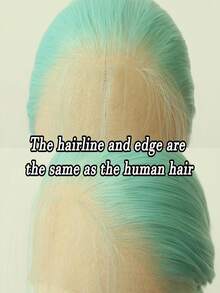 13x3.5英寸黑色、薄荷绿、铂金色合成蕾丝前假发，长直棕色蕾丝前合成假发，预先拔毛发际线，耐热纤维假发（女士款） - 彩色 - 查看 3