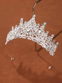 1件欧美风格公主3D皇冠，奢华水钻新娘发饰头饰 - 4230 銀色 - 查看 9