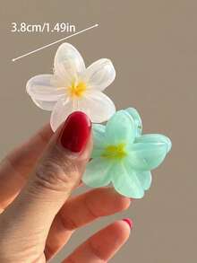 6pcs/2pcs 3.8cm/1.49in White, Yellow, Blue, Pink, Orange, Purple Flower Shaped Plastic Hair Clips, Cute Small Size, Lightweight, Fashionable, Elegant, Minimalist, Solid Color, Suitable For Daily Wear, Casual, Party, Commute, Vacation, Ponytail, Bun, Face Washing, Makeup, Outfit Matching Summer Hair Accessories Beach Claw Clips Vacay - Multicolor - View 2