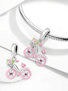 1pc 925 Sterling Silver Fashionable Bicycle Bead, Suitable For Making Bracelets And DIY Women Jewelry - Silver - View 8