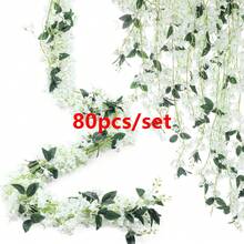 1条，180厘米/5.9英尺紫色紫藤花环，人造丝白色紫藤藤蔓垂挂花卉，适用于婚礼拱门装饰、房间装饰、家居装饰、派对花园桌面背景、生日毕业礼物装饰 - 彩色 - 查看 12
