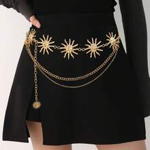 Metallic Gold Sunflower Fashionable Adjustable Waist Chain, Suitable For Dresses, Suits And Bohemian Style, Zinc Alloy Gold Sunflower Waist Chain, All Seasons - Smooth Sun - View 9