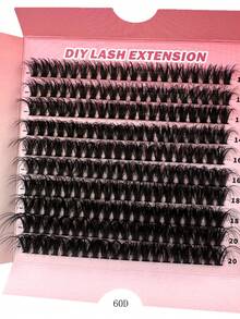 200pcs/180pcs/160pcs/140pcs/120pcs Faux Mink Eyelashes 200D/160D/120D/100D/80D/60D Luxury Fluffy DIY Cluster Lashes - 12-20mm Mixed Length Eyelash Extension 0.07mm Russian D Curl Thick And Reusable Dramatic Lashes, Beginner Friendly For Daily, Party, Stage, Night Out - D - 查看 11