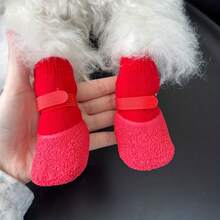 4pcs Dog Paw Protection Socks - Anti-Scald Breathable Knitted Pet Shoes With Waterproof Rubber Sole And Adjustable Hook And Loop For Large, Medium And Small Dog Socks Machine Washable All Seasons With Non-Slip Design Waterproof Socks At The Bottom Non-Slip Socks Pet Paw Protection Dog Socks - Blue - View 7