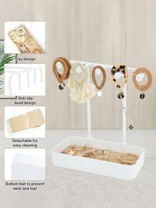 Jewelry Display Stand, Earrings, Necklaces, Rings, Bracelets Jewelry Storage Rack, Desktop Dressing Table Wooden Base Hanging Bracket, Necklace Display Stand, Jewelry Hook, Suitable For Necklaces, Bracelets, Earrings, Rings, Keys, Watch Rack (White, Black, Pink) - Multicolor - View 5