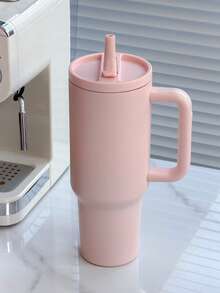 ELEGANTALCOVE 40盎司防漏杯，带手柄和可折叠吸管，双层真空隔热杯，适用于冷热饮品，简约风格旅行杯 - 多色/40oz - 查看 3
