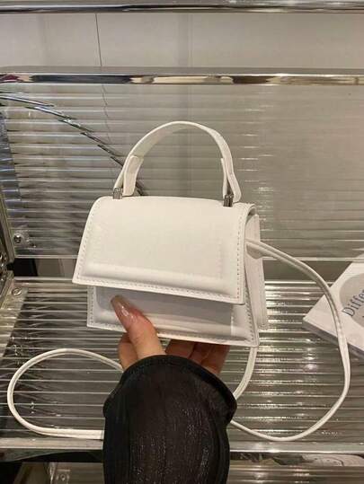 1pc Mini Fashionable Minimalist Texture Fabric Handbag, Small Square Bag, Lipstick Bag, Versatile Cute Shoulder Bag