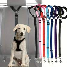 Pet Dog Car Leash Safety Strap, Adjustable Car Travel Restraint Tether, Car Headrest Attachment Strap - Pink - View 4