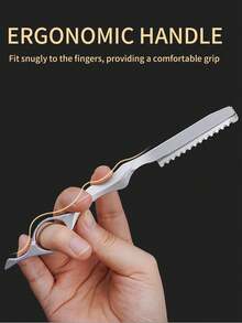 1件装理发师打薄剃刀，不锈钢材质，专业锋利，理发师专用，美发工具 - 彩色 - 查看 5