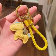 Leather Woven Rope Coin Purse Charm, Auspicious "Wealth Incoming" Key Chain, Cute Backpack/Car Key Ring Pendant - Multicolor - View 11