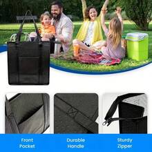 4.49 Gallon Aluminum Foil Insulated Bag | Multi-Purpose Shopping Cooler Bag With Front Pocket, Ideal For Camping, Hiking, And Beach Trips. Keeps Contents Cool For 3-6 Hours - 黑色 - 查看 4