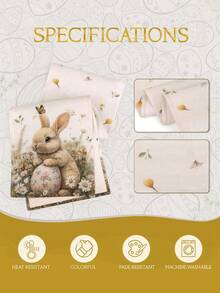 1pc Easter Egg & Floral Pattern Table Runner, Easter Bunny & Eggs Table Cloth, Linen Material, Available In Multiple Sizes, Suitable For Home Dining, Kitchen Decor, Home Decor, Outdoor Party And Restaurant Decoration, Textured Linen Appearance - Multicolor - View 9