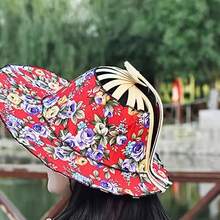 Sombrero de sol de mujer de estilo bohemio de doble uso. Sombrero de playa de ala ancha plegable, con un ventilador de refrigeración integrado, patrones florales vintage y colores pastel (rosa/morado). Estructura de plástico ligera. Ideal para viajes de verano al aire libre, piscinas, vacaciones - Protección solar portátil. - Multicolor - Ver 11