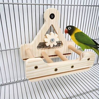 1pc Random Color & Style Parrot Pirate Ship Swing Perch Birdcage Rotating Interactive Climbing Ladder Toy