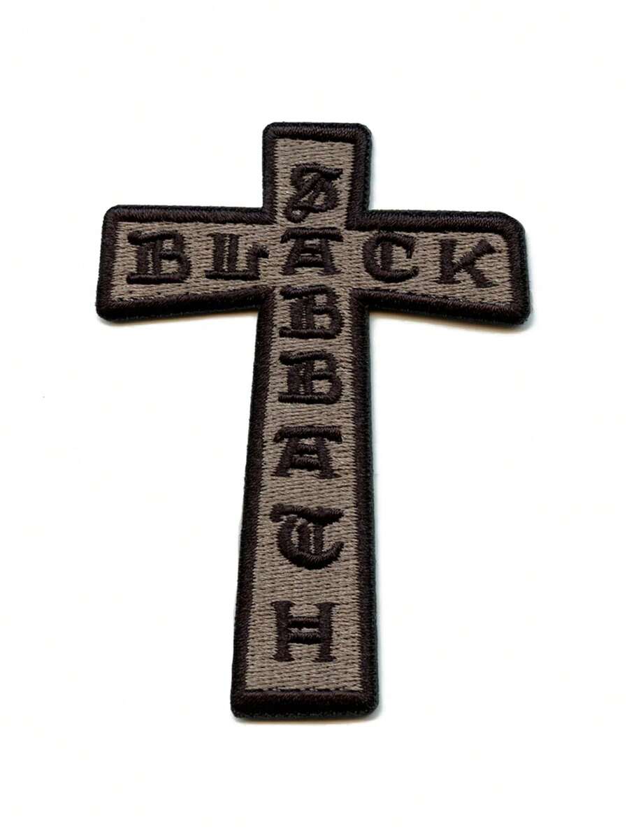 1PC Black Cross Patch Rock Legend Embroidered Iron On - Multicolor - View 1