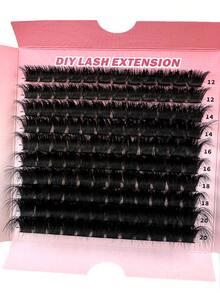 200pcs/180pcs/160pcs/140pcs/120pcs Faux Mink Eyelashes 200D/160D/120D/100D/80D/60D Luxury Fluffy DIY Cluster Lashes - 12-20mm Mixed Length Eyelash Extension 0.07mm Russian D Curl Thick And Reusable Dramatic Lashes, Beginner Friendly For Daily, Party, Stage, Night Out - D - 查看 7