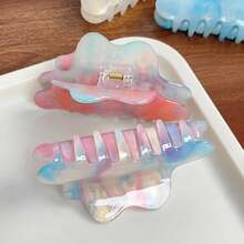 1pc Bofiya Elegant Acrylic Cloud Hair Claw Clip, Fashionable Chic Dopamine Ponytail Accessory - Multicolor - View 3