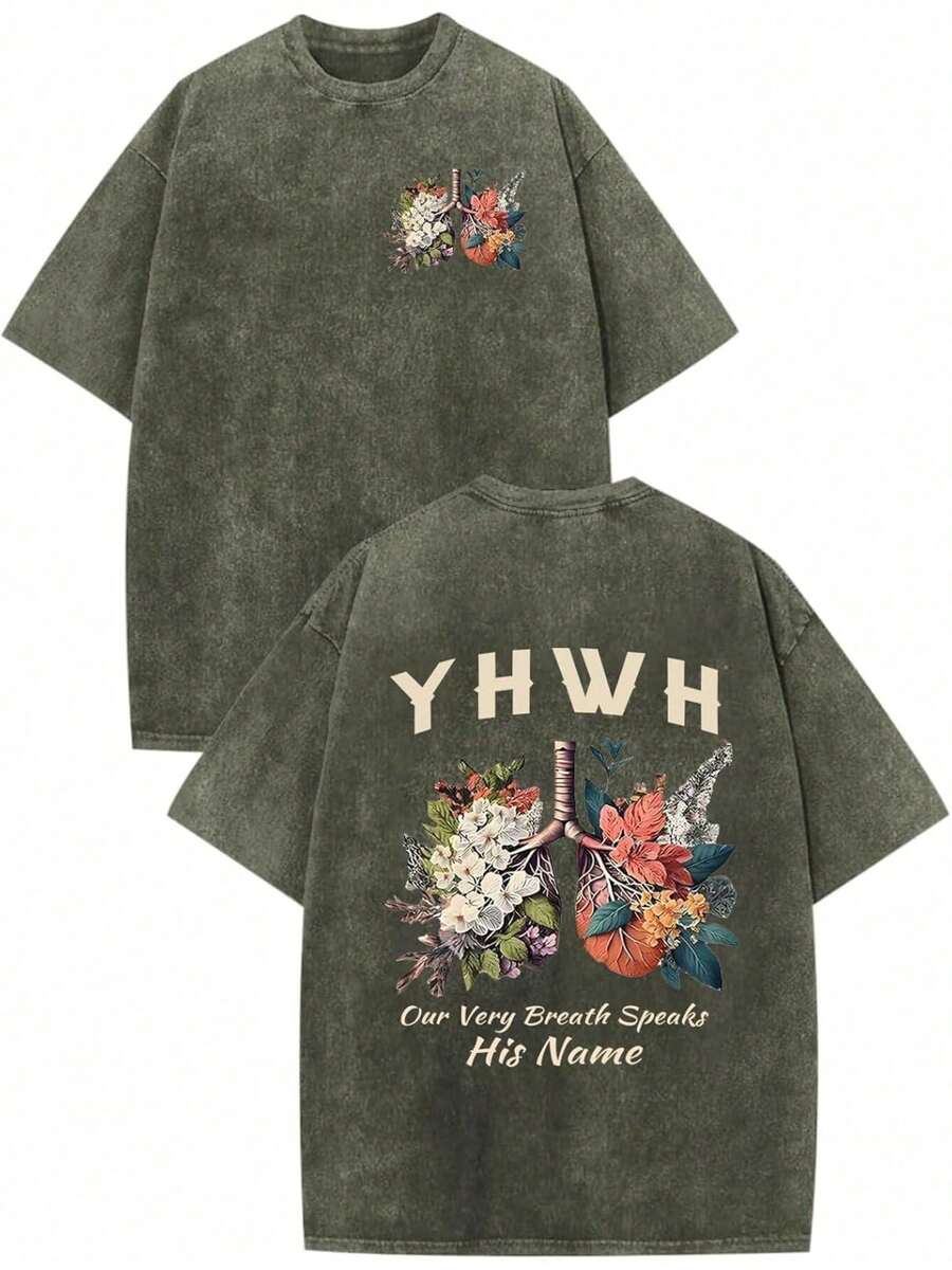 Christian Jesus Shirts For Men Faith God YHWH Shirt Bible Verse Religious Tshirts Oversized Graphic Vintage T-Shirts - xanh quân đội - Xem 1