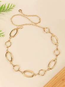 1 chiếc thắt lưng nữ/Thắt lưng màu nâu/Dây xích eo/Thắt lưng vàng/Dây xích eo/Khóa kiểu phương Tây hình học cổ điển, dây đeo thân có tua rua, thích hợp cho váy mùa hè. - Dây xích eo dạng vòng - Xem 4