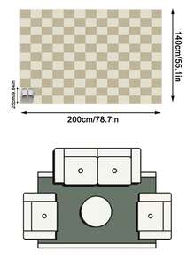 1pc Modern Minimalist Luxury INS Style Rug/Carpet/Area Rug/Door Mat/Runner, Yellow & White Checkered Pattern, Large Size Suitable For Bathroom, Kitchen, Entryway, Hallway, Bedside, Living Room, Bedroom, Machine Washable, Home Decor - Multicolor - View 19