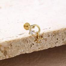 1pc Fashionable Minimalist Star Diamond Stainless Steel Earrings, Suitable For Women's Daily Wear - Star - View 8