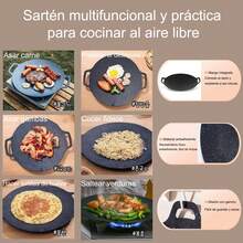 1piezas Sartén Antiadherente Grande y Redonda de Hierro Fundido, para Barbacoa y Uso en Exterior, Compatible con Inducción y Otros Hornillos, Limpieza Sencilla y Alta Durabilidad, Mango Diseñado para Colgar Optimizando Espacio, Delgado y de Rápido Calentamiento, Perfecta para Camping o Parrilladas, Accesorio Portátil Multiusos para una Alimentación Más Saludable en Interiores o al Aire Libre.|Perfecta para Acción de Gracias/Navidad/Halloween| local almacén,envío local. - 38 centímetros - Ver 10