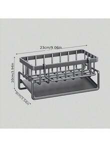 1 pieza Organizador de fregadero de cocina con barra para toallas, soporte para esponjas y escurridor de platos ahorradores de espacio, almacenamiento de detergente y paño de cocina para encimera - Estante - Ver 11