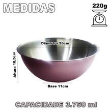 Kit com 2 Saladeira Tigela Bowl Color 26cm Rose Aço Inox Escovado Bacia Top de Linha - Rosê - Visão 3
