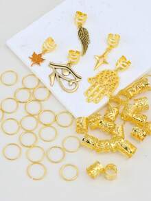 45pcs Autumn Maple Leaf Hair Scrunchies, Thanksgiving & Spring Holiday Jewelry Gift Set For Women - Gold - View 6