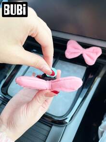 可爱蝴蝶结车载香氛扩散器，送给女士和女孩的礼物，粉色/红色，通用型空调出风口夹，车载空气清新剂 - 弓 - 查看 7