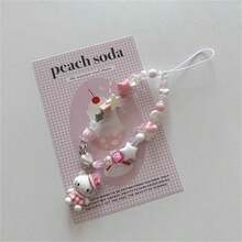 1pc Fashionable And Cute Three-Dimensional Cat Bead Mobile Phone Hanging Chain Ins Short Wristband Hanging Decoration CCD Camera Versatile Hanging Decoration Rope Random Style, New Year's Gift, Valentine's Day Gift, Easter Gift - Multicolor - View 4