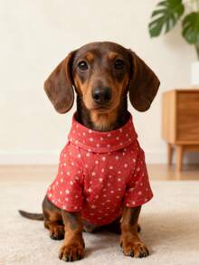 2026 New Front Button Shirt, Dachshund Shirt, Star Pattern Shirt, Wedding Vacation Casual Holiday Outfit, Pet Clothes, Personalized Printed Shirt For Small/Medium Dogs Like Teddy, Pomeranian, Bichon Frise - Pink - View 3