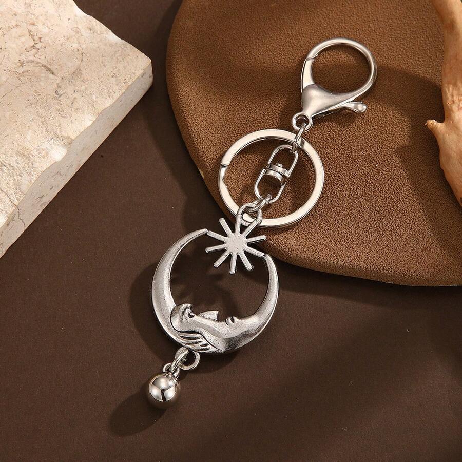 New Arrival Bag Charm & Car Keychain, Metal Material With Creative Turquoise Inlay, Thermal Print Zinc Alloy, Suitable For All Seasons - Silver - View 1