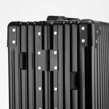 Premium All-Aluminum Alloy Luggage Set – Iconic Ribbed Hard Shell Suitcases With Reinforced Metal Corners & 360° Silent Spinner Wheels | Durable TSA Lock Travel Cases In Classic Silver, Matte Black & Gunmetal Grey | Lightweight Yet Unbreakable Carry-On & Checked Baggage For Business, Vacation & Global Adventures | The Ultimate Statement Piece For Discerning Travelers Who Value Style, Security & Long-Lasting Performance - Gun color - View 6