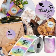 50x50mm Gradient Colorful Floral Edge Waterproof Label Paper, Suitable For M110 M220 M221 M120 M200 Label Printers, Thermal Label Stickers For DIY, Design, Jewelry, Cosmetics, Kitchen Food Labeling - View 10