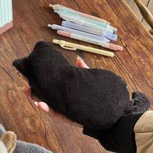 1pc Cute Cat Plush Pencil Case, Large Capacity Stationery Storage Bag, Creative Gift Plush Pencil Pouch - Single Piece - View 8