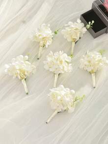 1pc/6pcs Water Cypress Boutonniere, Suitable For Groom And Groomsmen At Weddings, Ranunculus Flower Lapel Pin Made Of Artificial Silk, Ideal For Weddings, Parties, Graduations, Anniversaries, Vintage Country Weddings - Multicolor - View 11