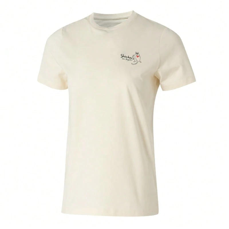 Skechers 女士针织圆领短袖T恤 P225W302-00NA - 杏仁色 - 查看 1