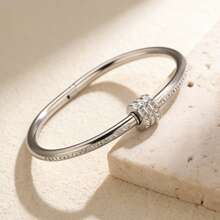 女士不锈钢镀金手镯套装（1件装）| 可叠戴手镯，镶嵌贝壳和水晶 | 简约日常佩戴饰品 - 彩色 - 查看 15