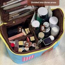 House Shaped Makeup Bag, Large Capacity Waterproof Cosmetic Organizer With Multi Compartments, Portable Travel Toiletry Pouch - Multicolor - View 2