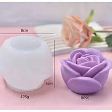 3D玫瑰花硅胶模具套装（小号、中号、大号），适用于家居装饰、香薰蜡烛、手工皂、DIY石膏、树脂工艺品 - 白色 - 查看 5