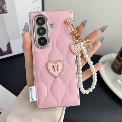 1pc Women's Phone Case Protective Cover, Padded, Heart-Shaped, Butterfly Design, Shock-Resistant, Soft Case/Shell, Protective Cover, Fashion Phone Case, Anti-Drop Protective Case, Creative & Simple Design, Foldable Phone Case, Compatible With Samsung Galaxy Z Flip7, Galaxy Z Flip7 FE, Galaxy Z Flip6, Galaxy Z Flip5, Galaxy Z Fold 7, Z Fold 6, Z Fold 5